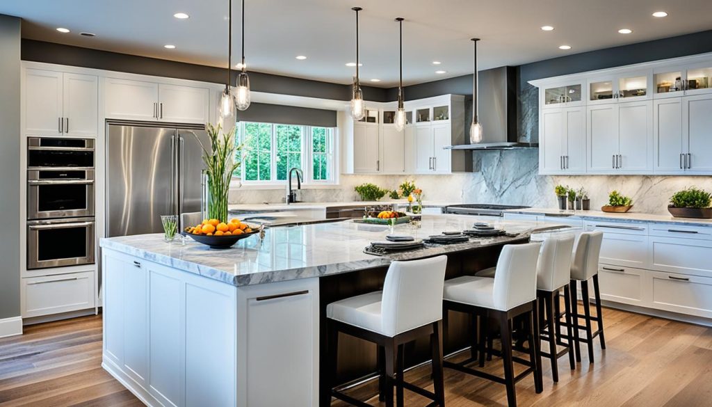 Contemporary kitchen island with seating