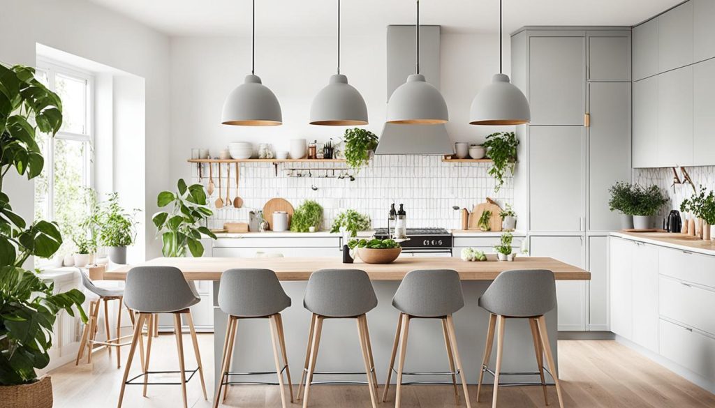 Scandinavian kitchen island with seating