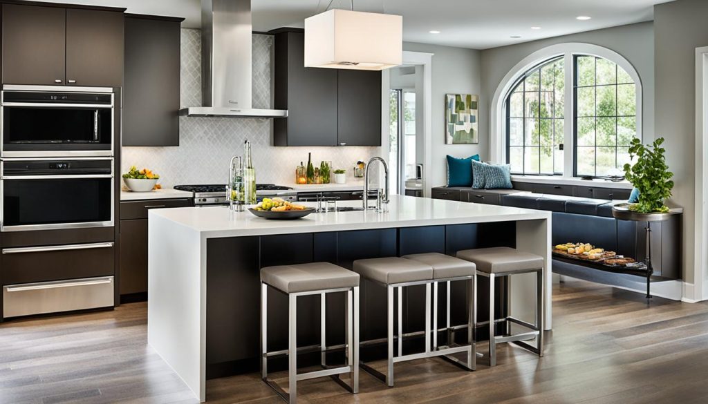 kitchen island with leather seating