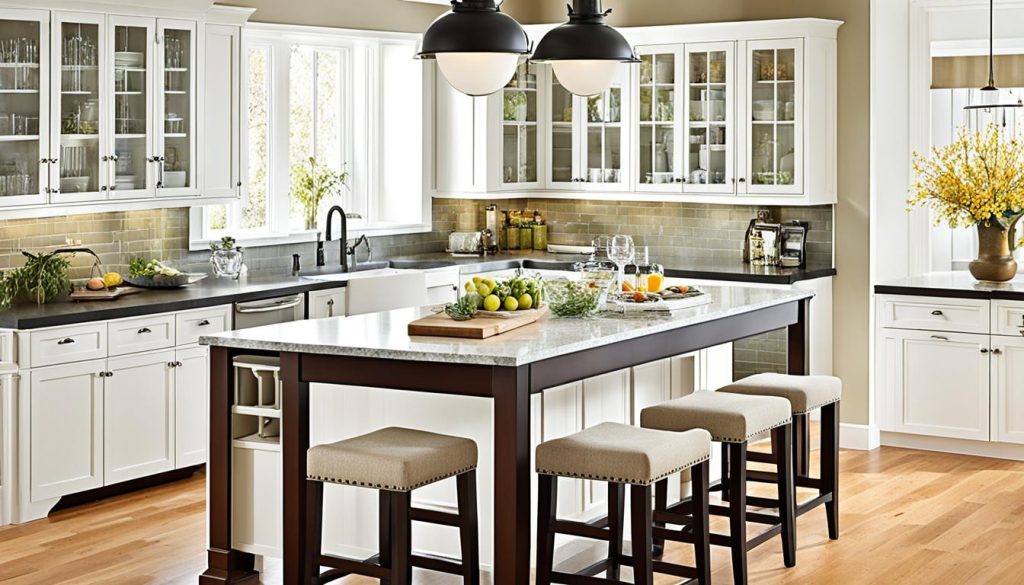 kitchen island with seating and storage