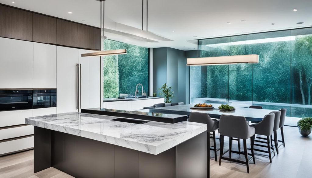 waterfall kitchen island