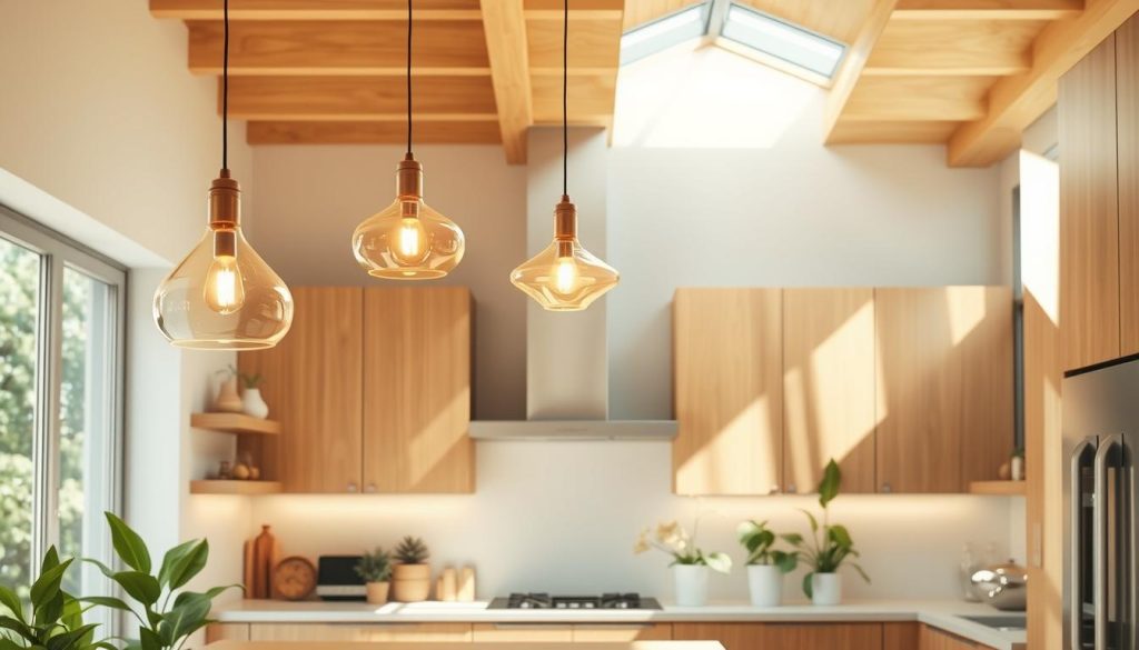 sunlight inspired kitchen lighting