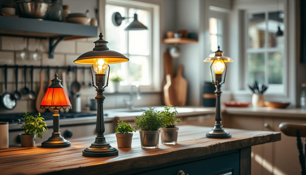 table lamps in kitchen